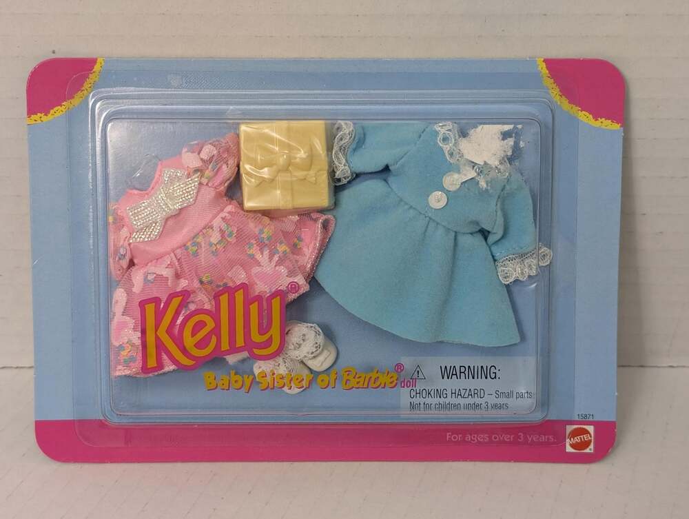 Vintage 1996 Kelly Fashion Pack, Blue Coat Dress, Pink Party Dress, Gift Box New